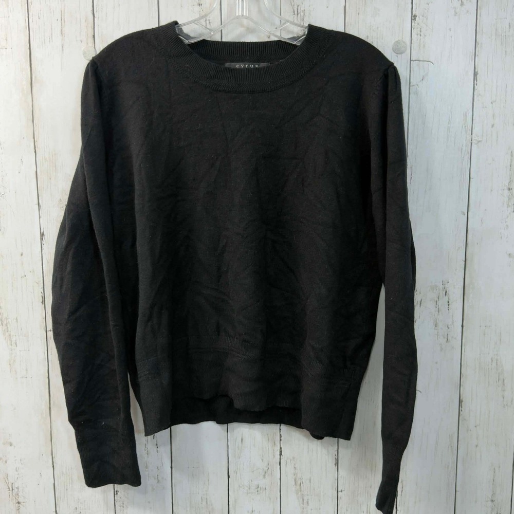Cyrus Women's Black Crew Neck Long Sleeve Lightweight Sweater Size L